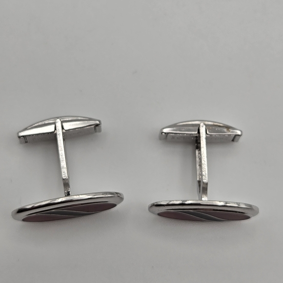 Vintage Sarah Coventry Mens Cuff Links Red Metallic Black Enamel Silver Tone - Picture 5 of 8